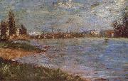 Georges Seurat Two Sides of the river painting